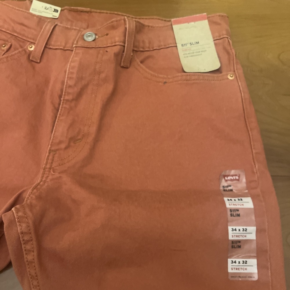 Levi's 511 Slim Fit Stretch Jeans 34 x 32 NWT Orange